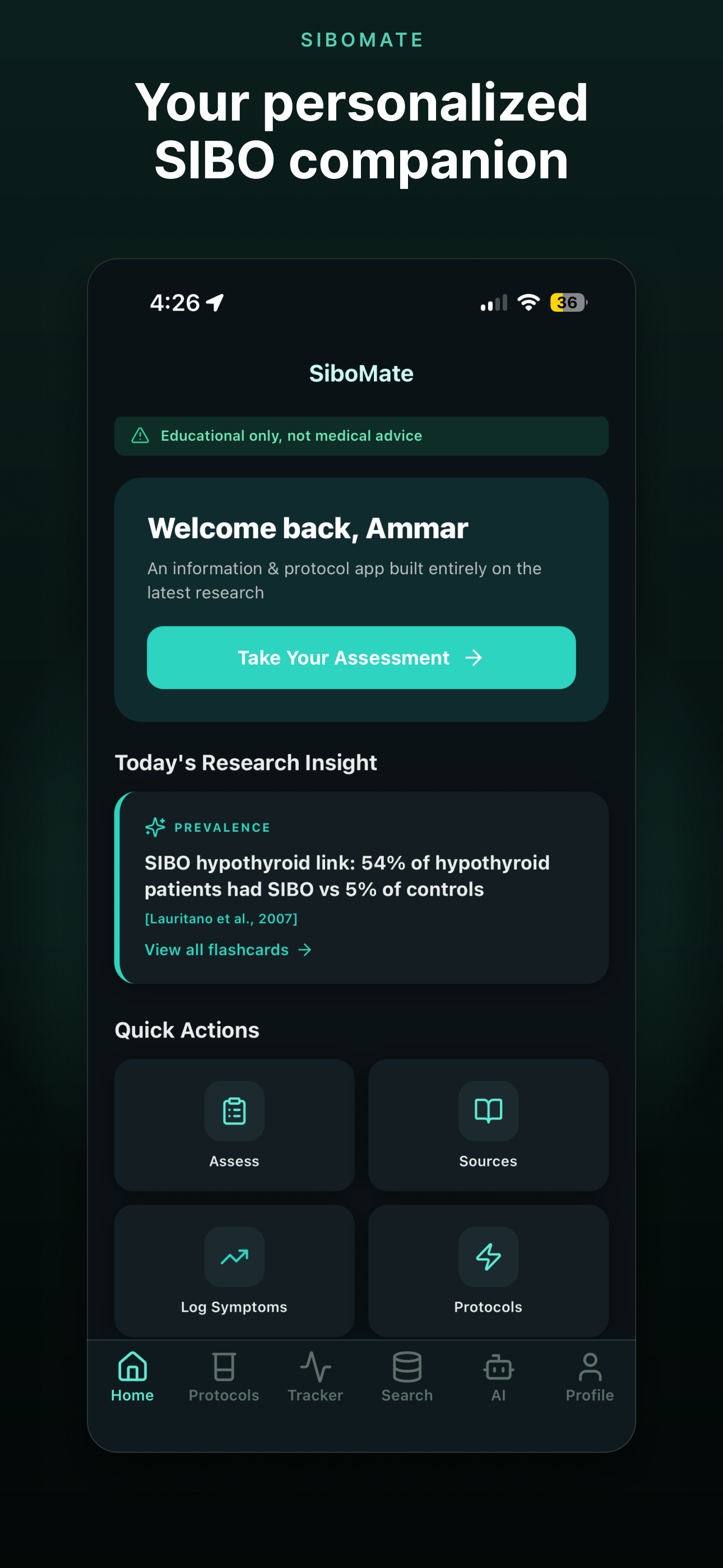 SiboMate home screen